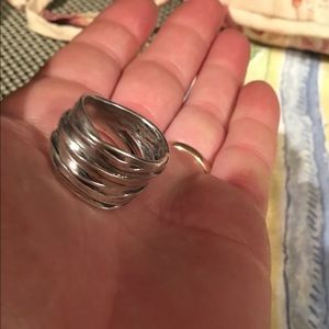 ISRAEL 925 silver ladies large ring,  hammered